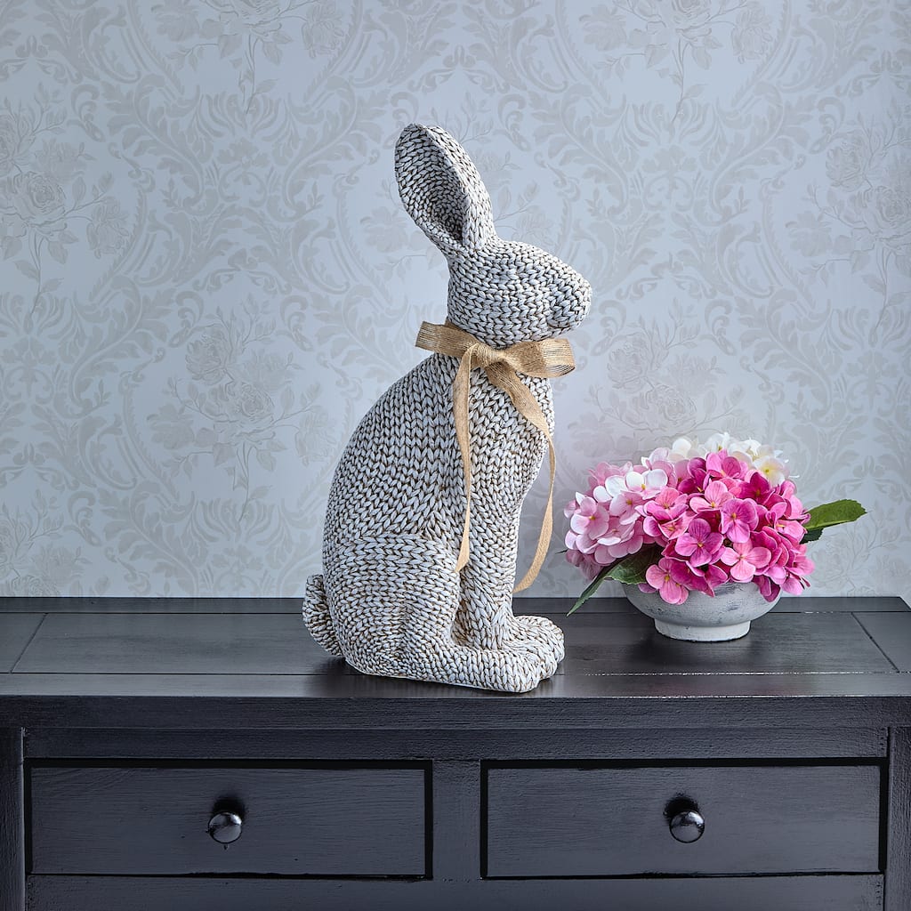 21" Resin Woven Fabricated Rabbit
