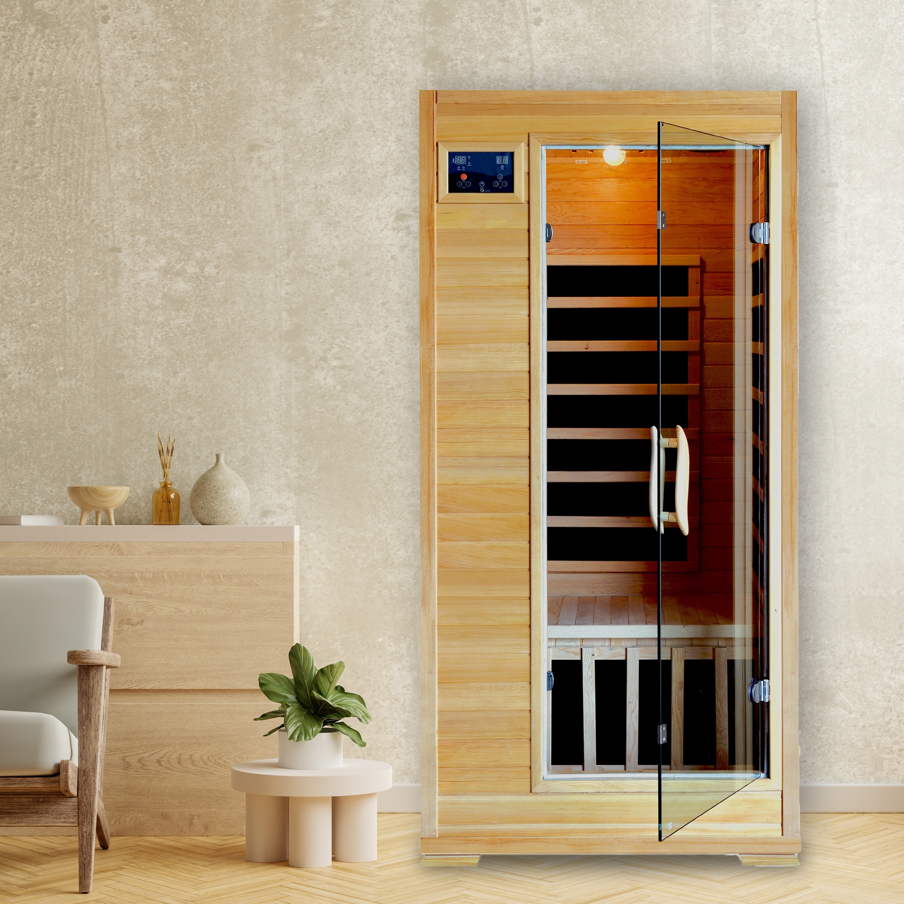HeatWave Buena Vista 1-2 Person Hemlock Infrared Sauna with 4 Carbon Heaters