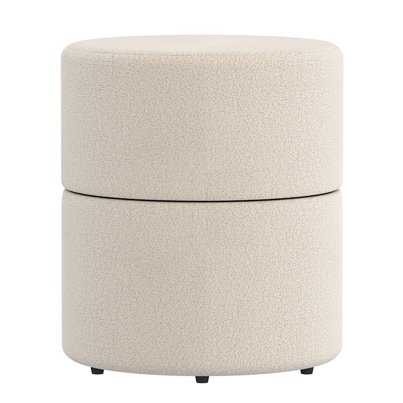 Modern Boucle Fabric Round Swivel Ottoman