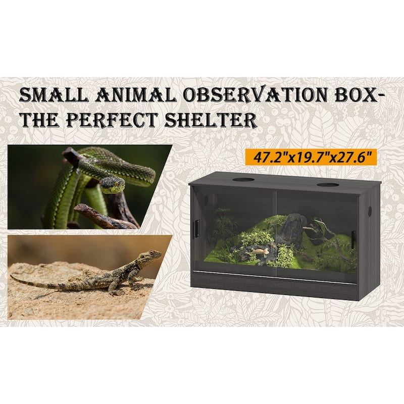 Glass Terrarium Tank with Ventilation Reptile & Amphibian Enclosure Hamster Cage Bunny Hideout Small Animals