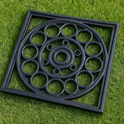 HomeRoots 16" X 16" Black Square Outdoor Rubber Door Mat - 16.00' X '16.00
