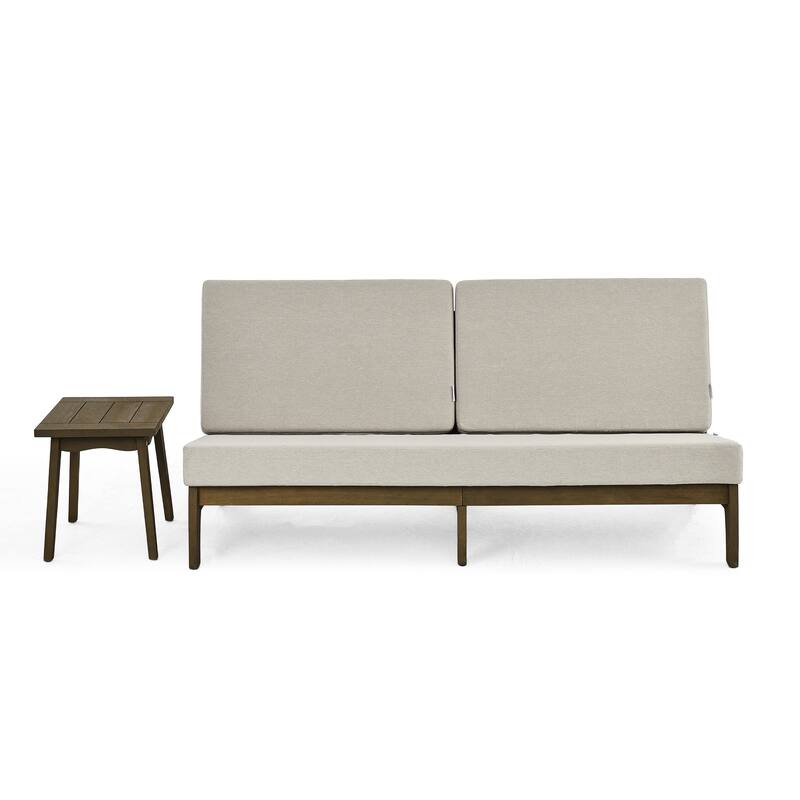 3-Seat Outdoor Sofa Set with Solid Wood Coffee Table, Weather-Resistant Cushions