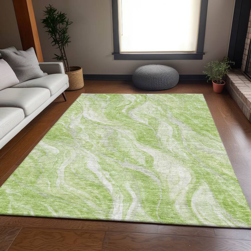 Premium Washable Super Soft Abstract Contemporary Mayfield Rug - Aloe - 8' x 10' - Rectangle