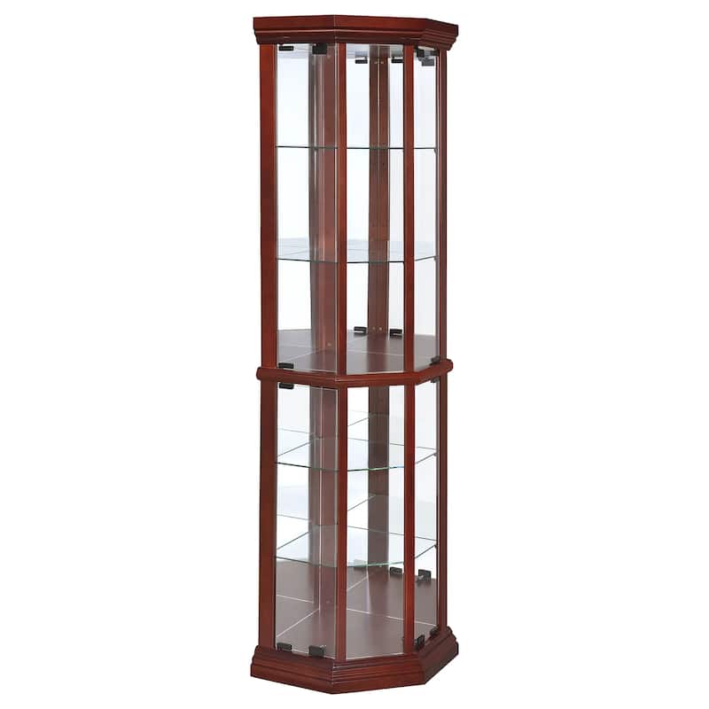 Appledale 6-shelf Corner Curio Display Cabinet Medium Brown - Brown Red