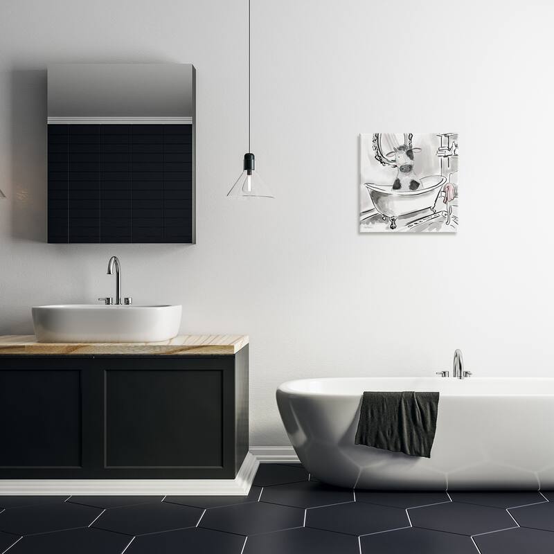 Stupell Minimal Bathtub Cow Canvas Wall Art Design By Carol Robinson
