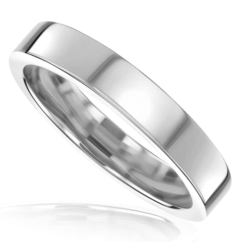 Kobelli Solid Platinum Plain Cigar Band 4 mm Havana Wedding Ring
