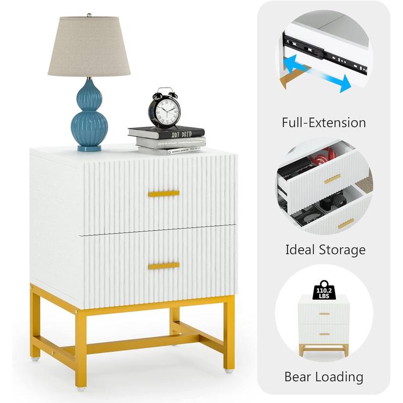 2-Drawer Nightstand Bed Side Table Storage End Table Side Table