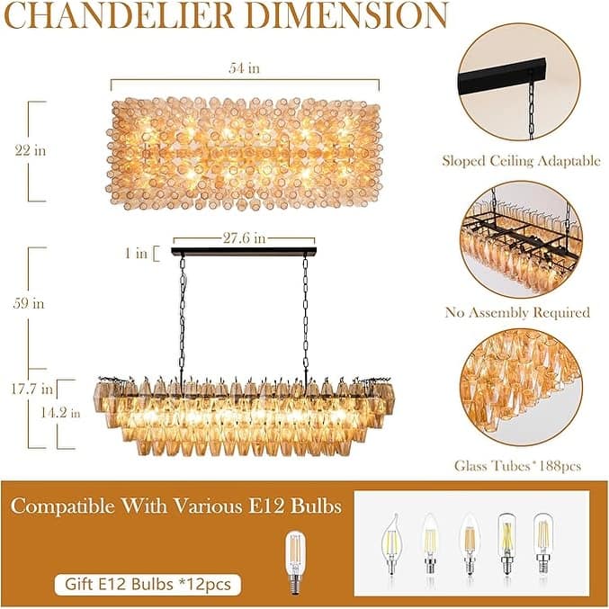KAYLA 37in Modern Extra Large Black Chandeliers