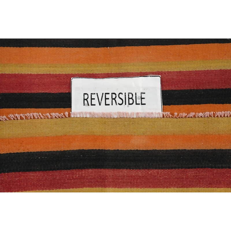 Hand Woven Oriental 100% Wool Carpet Southwestern Geometric Multi-Colored Kilim Area Rug - 10' 10'' X 4' 8''