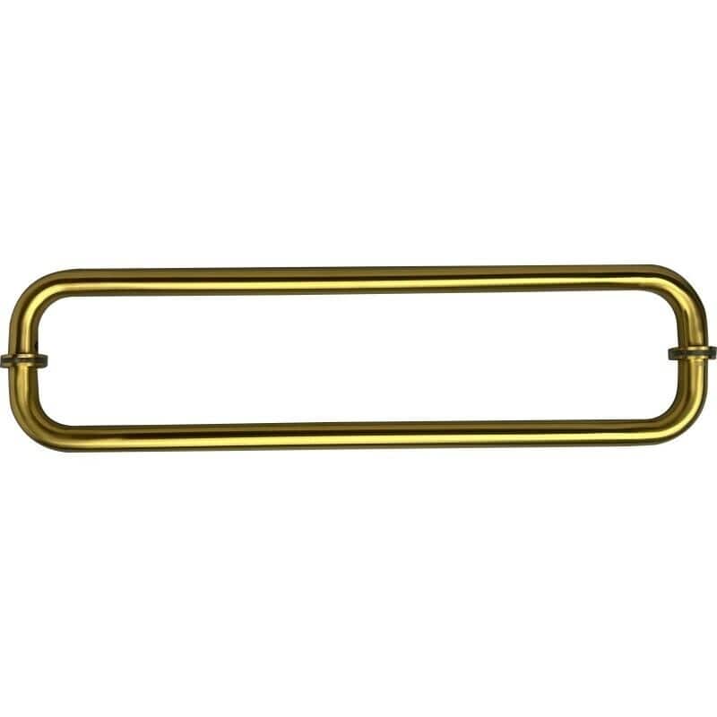 CEL 18" x 18" Tubular Back-to-Back Pull Handle / Towel Bar for shower door - Satin Brass
