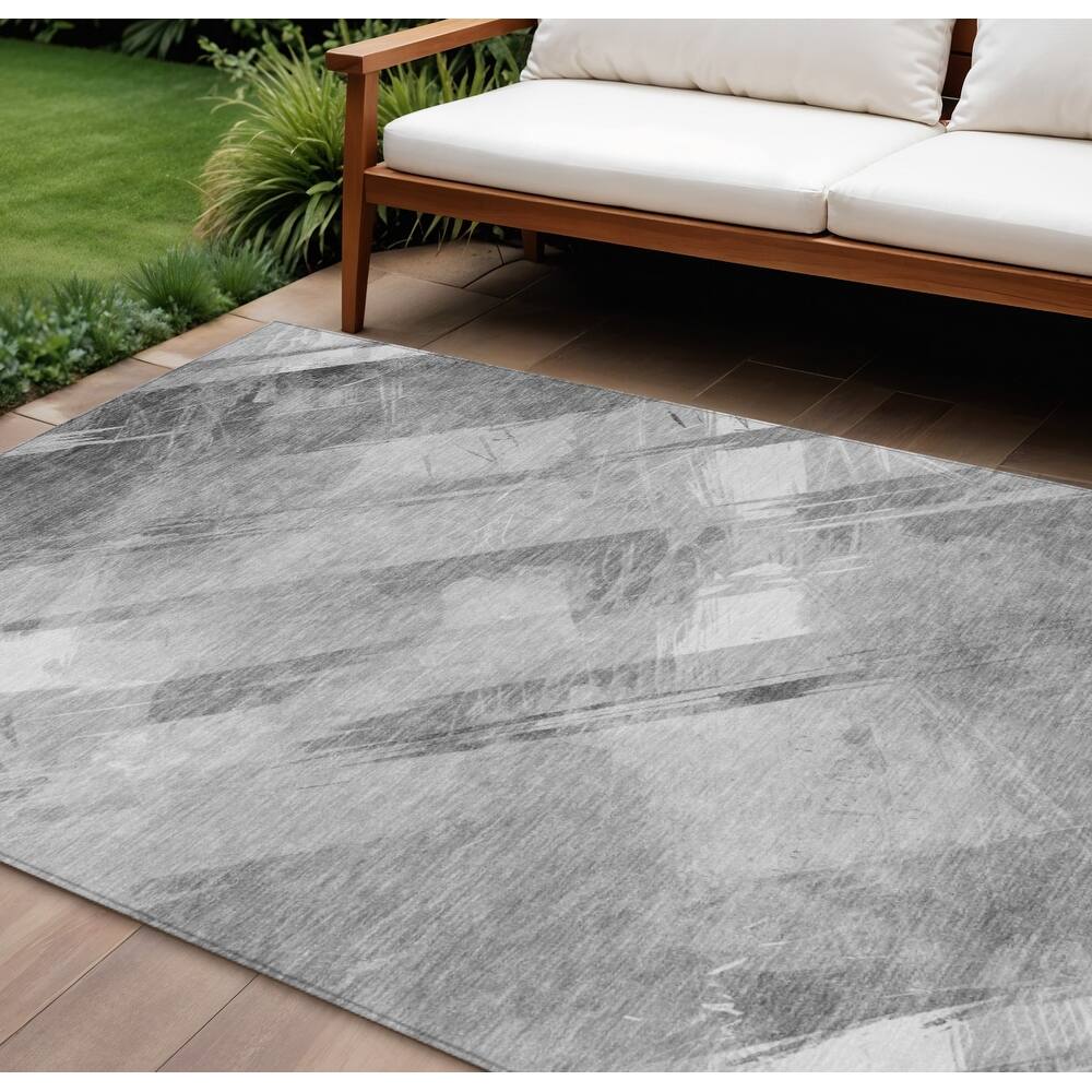 HomeRoots Striped Transitional Rectangle Outdoor Rug