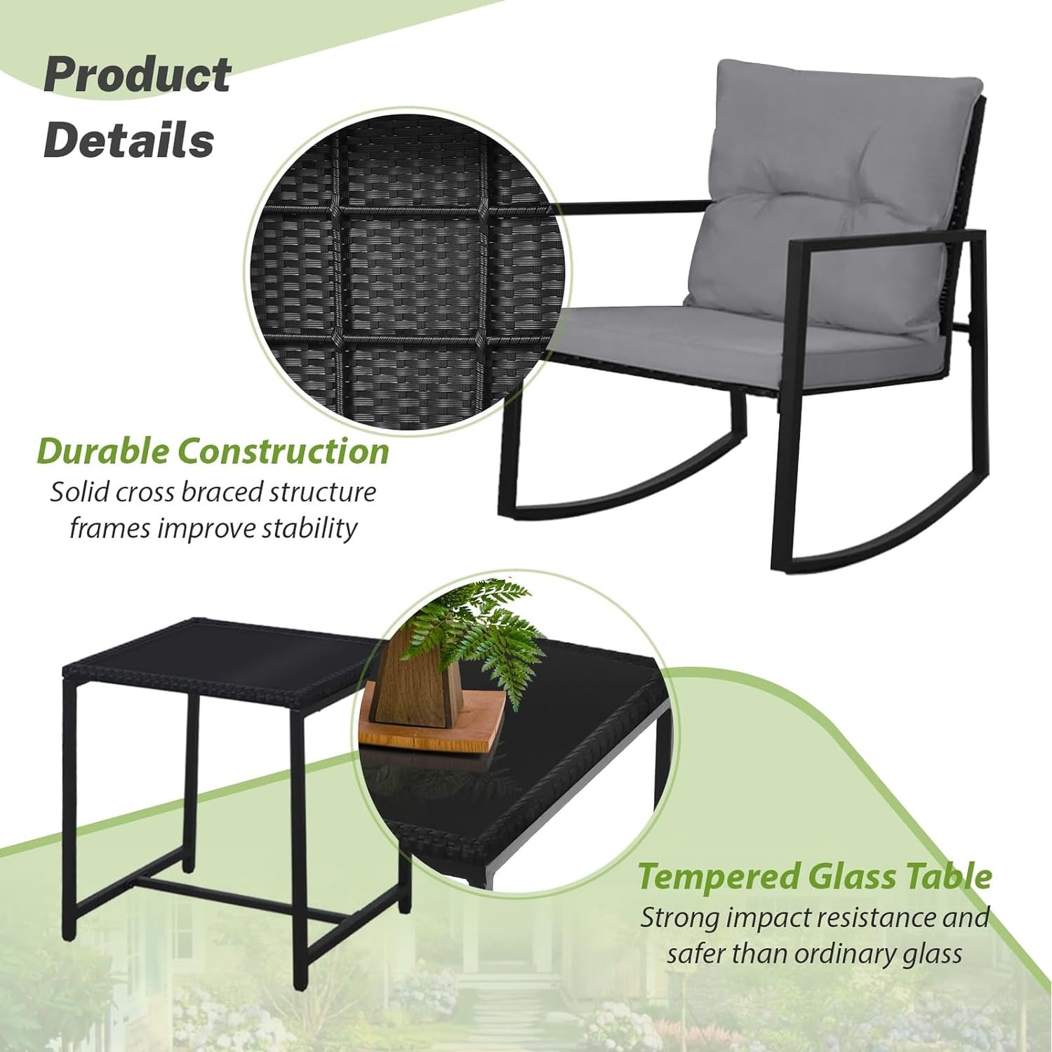 Suncrown outdoor 3 store piece rocking set