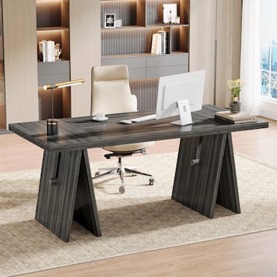 64-Inch Modern Executive Desk, Computer Desk with Sturdy Base