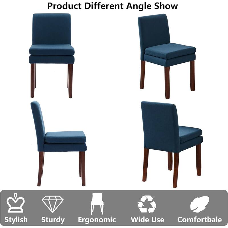 Set of 2 Upholstered Dining Chairs Modern Sidechair Performance Fabric High Back Armlesschair for Diningroom Kitchen