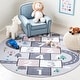 preview thumbnail 1 of 27, SAFAVIEH Kids Playhouse Machine Washable Slip Resistant Sunny Hopscotch 6'7" x 6'7" Round - Grey/Pink