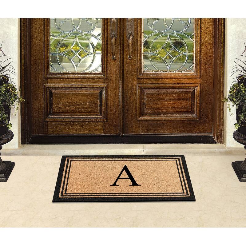 A1HC Pure Natural Coir Monogrammed Heavy Duty PVC Backing Doormat