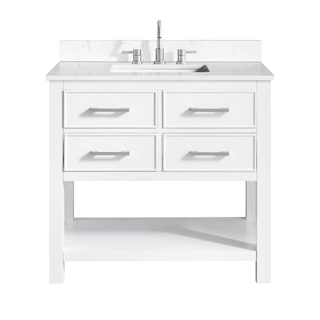 Avanity Brooks 37 in. Vanity in White finish and Cala White Engineered Top