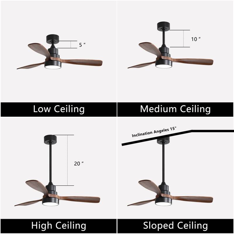 48 Inch Smart Wood Ceiling Fan with Light and Remote/App Control, Integrated LED Included