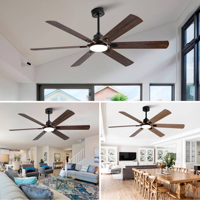 60" Ceiling Fan with Light, Remote Control, Dimmable LED, 6-Speed Quiet DC Motor