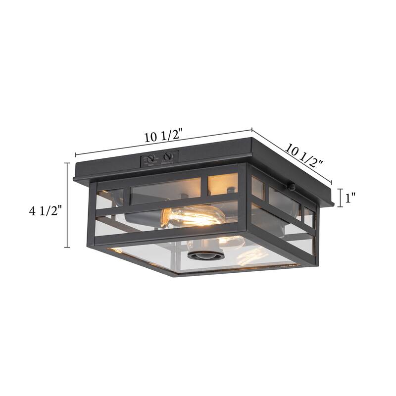 C Cattleya 2-Light Motion Sensor Outdoor Flush Mount Ceiling Light