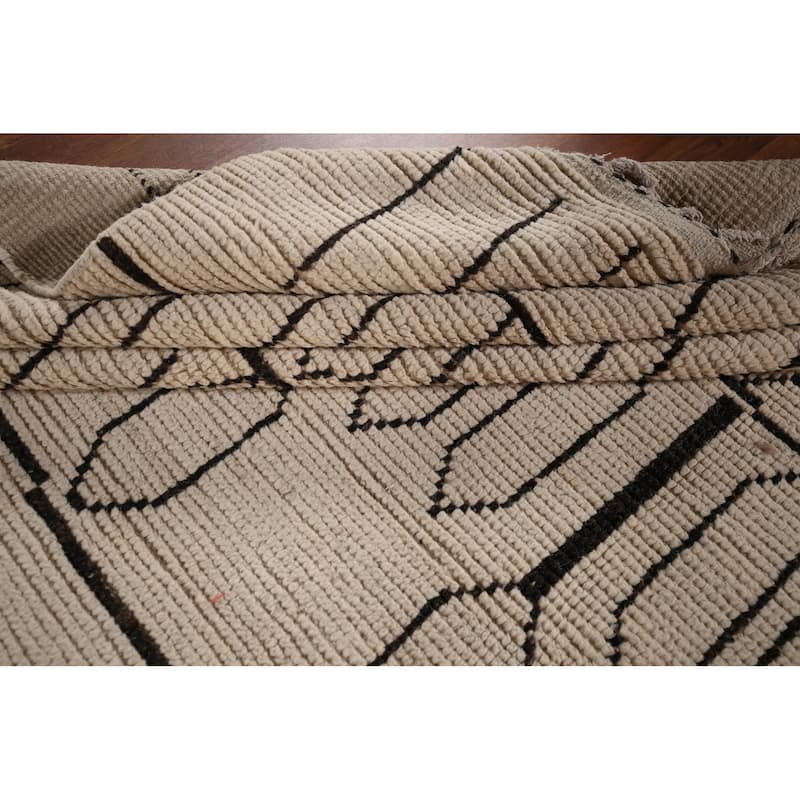 Abstract Moroccan Large Area Rug Handmade Oriental Wool Carpet - 9'11"x 14'5"