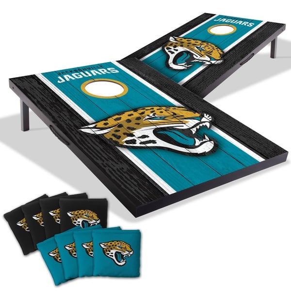 slide 2 of 7, Jacksonville Jaguars NFL Compact 2x3 Tailgate Cornhole Board Set Include Carrying Case