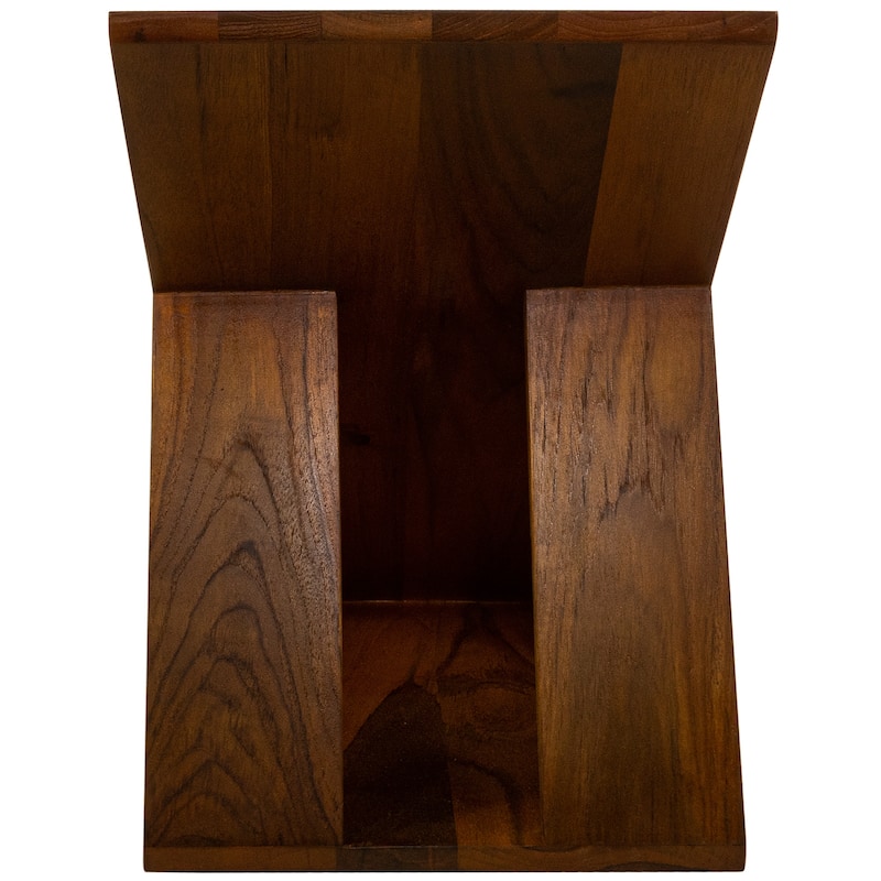 Nordic Style Teak Slatted Stool and End Table - 11.8" L x 15.7" W x 17.7" H