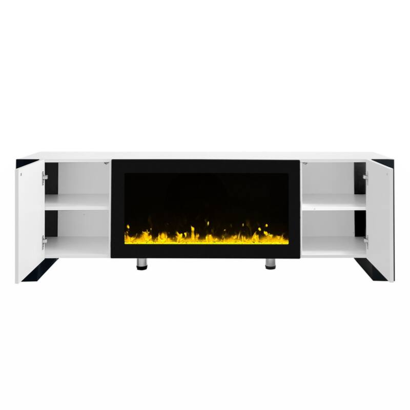 Modern TV Stand with 34.2" Non-heating Electric Fireplace,with 2 Cabinets,Media Console for TVs up to 78"
