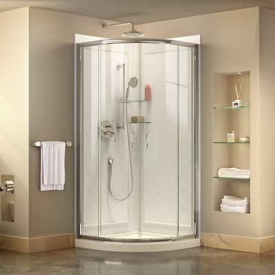 DreamLine Prime 36 in. x 36 in. x 76 3/4 in. H Shower Enclosure, Shower Base and Acrylic Backwall Kit - 36" x 36" - 36" x 36"