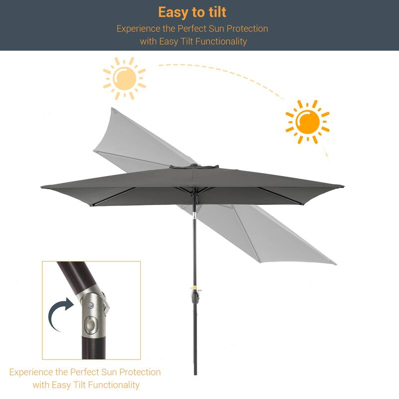 LIVOOSUN 6x9Ft Patio Market Umbrella Weather-Resistant Table Umbrella