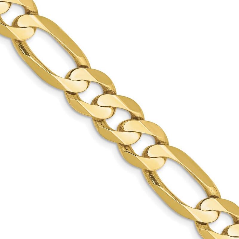 Curata 10k Yellow Gold 8.75mm Solid Polished Light Figaro Chain Bracelet