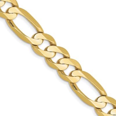 Curata 10k Yellow Gold 8.75mm Solid Polished Light Figaro Chain Bracelet