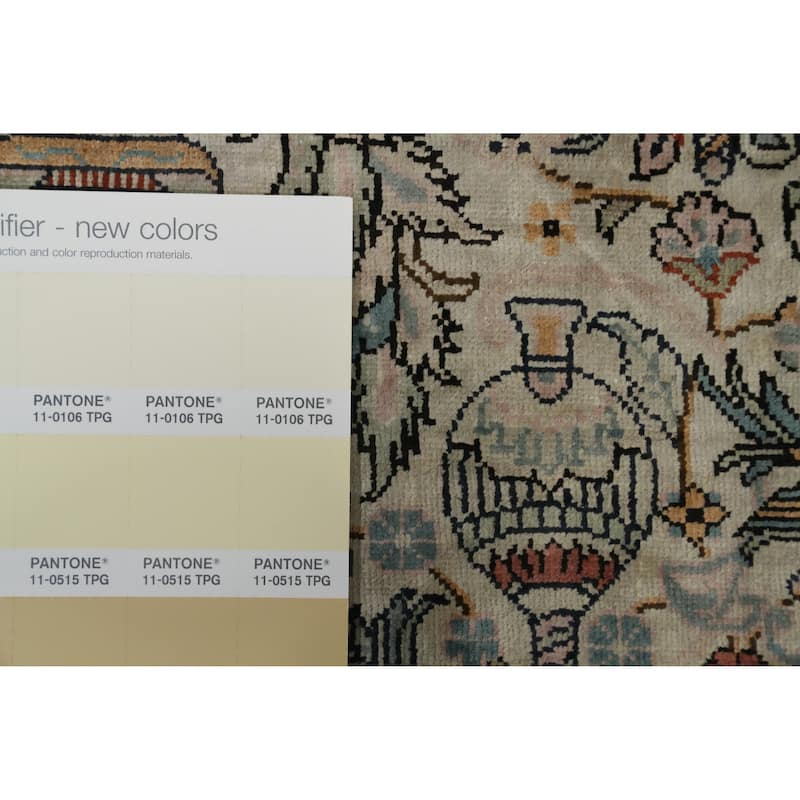Hand Knotted Traditional Silk Beige Geometric Area Rug - 3' 1'' X 2' 0''