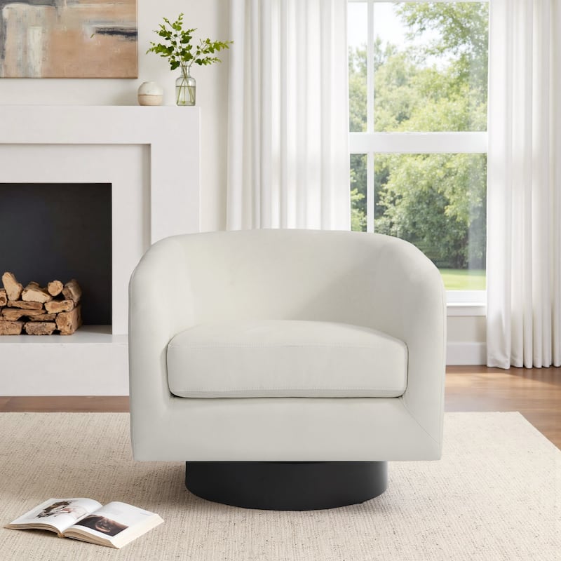 360-Degree Swivel Round Barrel Velvet Armchair Accent Chairs