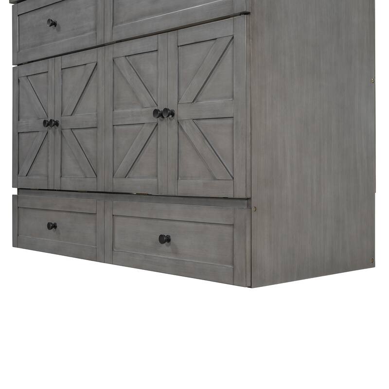 Modern Murphy Bed with Large Storage Drawers and USB Ports