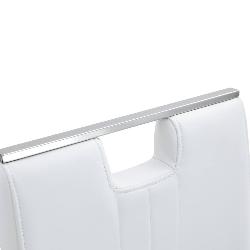 Set of 4 white PU material bow-shaped chairs - Adding fashion to minimalist and contemporary home styles, with product