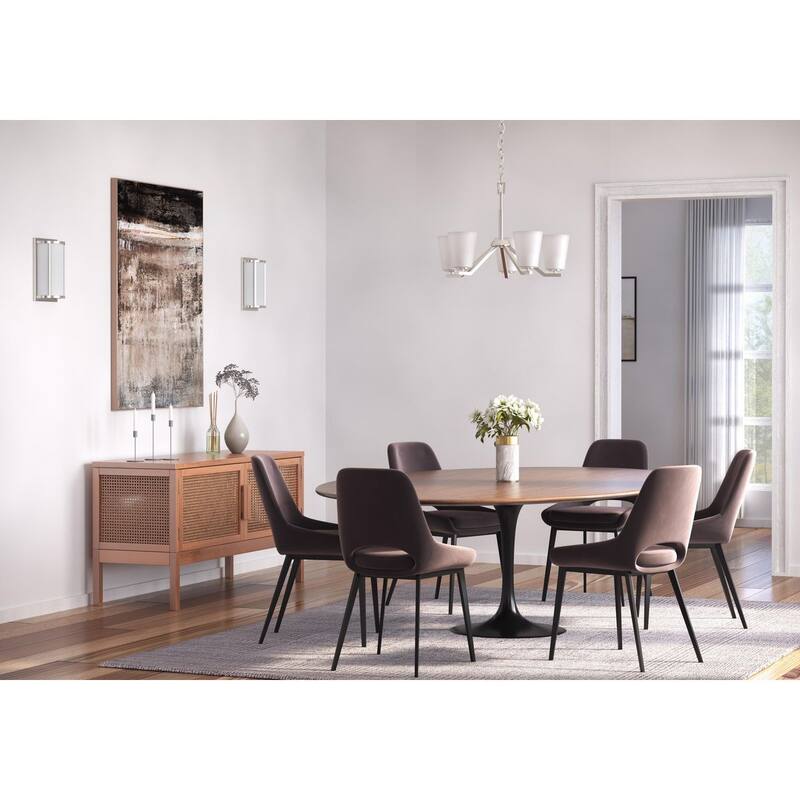 Vertex Collection Five-Light Brushed Nickel Etched White Contemporary Chandelier - 22.5 in x 22.5 in x 15.25 in