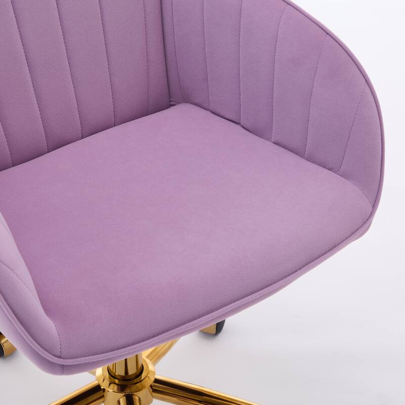 Velvet Office Chair with Golden Base, Ergonomic Backrest, Memory Foam Cushion, and Adjustable Seat for Home or Bedroom