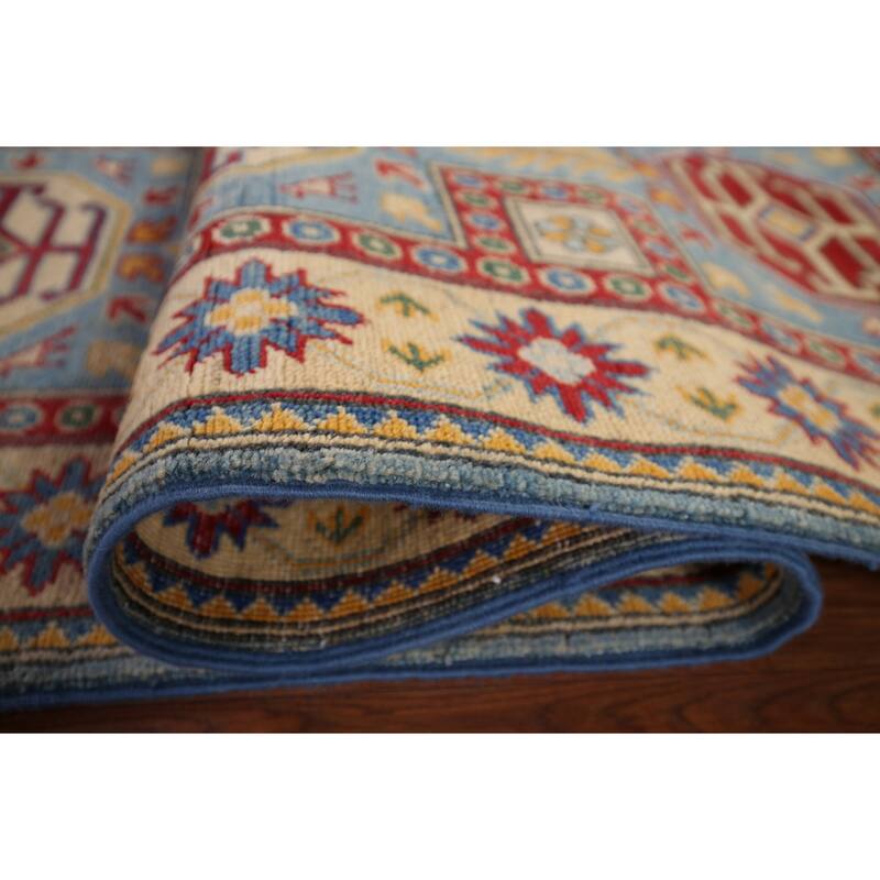 Blue Kazak Oriental Runner Rug Handmade Wool Carpet - 2'7" x 20'6"