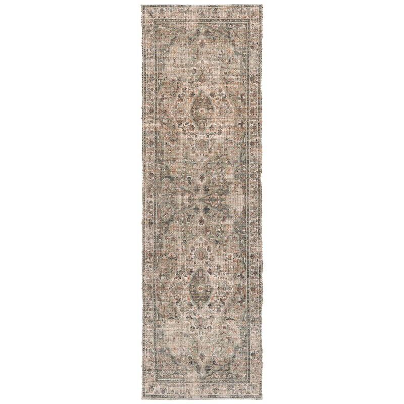 SAFAVIEH Handmade Saffron Hollie Jute & Chenille Rug - 2'3" x 8' Runner - Natural/Green