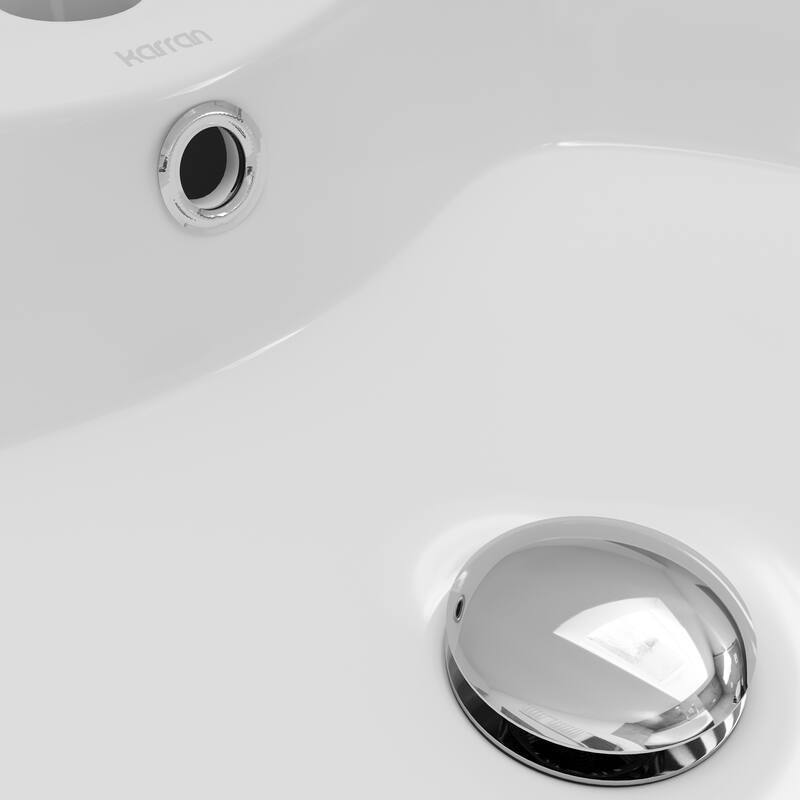 Karran Valera 18" Vitreous China Vessel Bathroom Sink in White with Overflow Drain