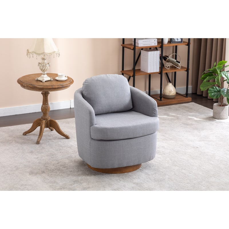 30.3" Swivel Accent Chair with Wood Base