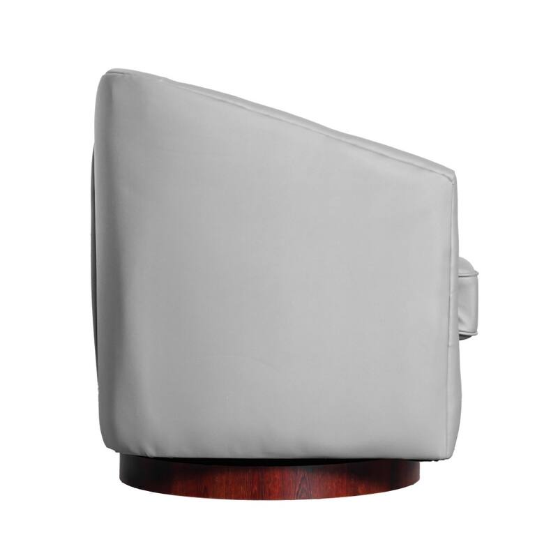 Traditional Club Style Upholstered Accent Chair with 360° Swivel Metal Base