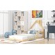 preview thumbnail 4 of 20, Twin Size Wood Floor Bed with House-shaped Headboard and Chimney, Features Sturdy Pine Wood Construction