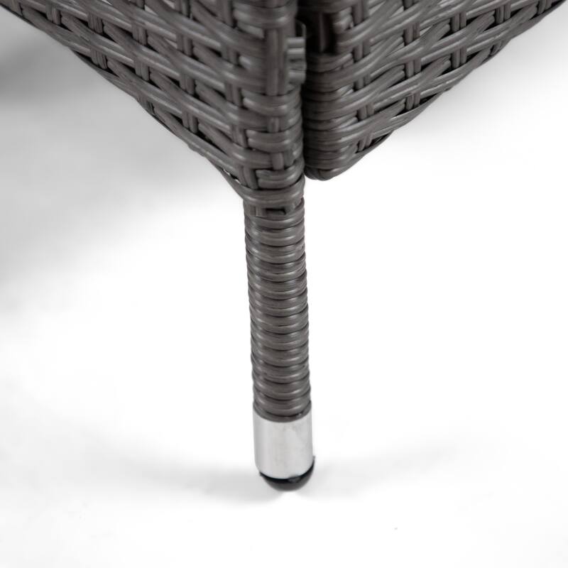 Zaara Contemporary Compact Wicker and Glass Top Outdoor End Table by M&L Co.