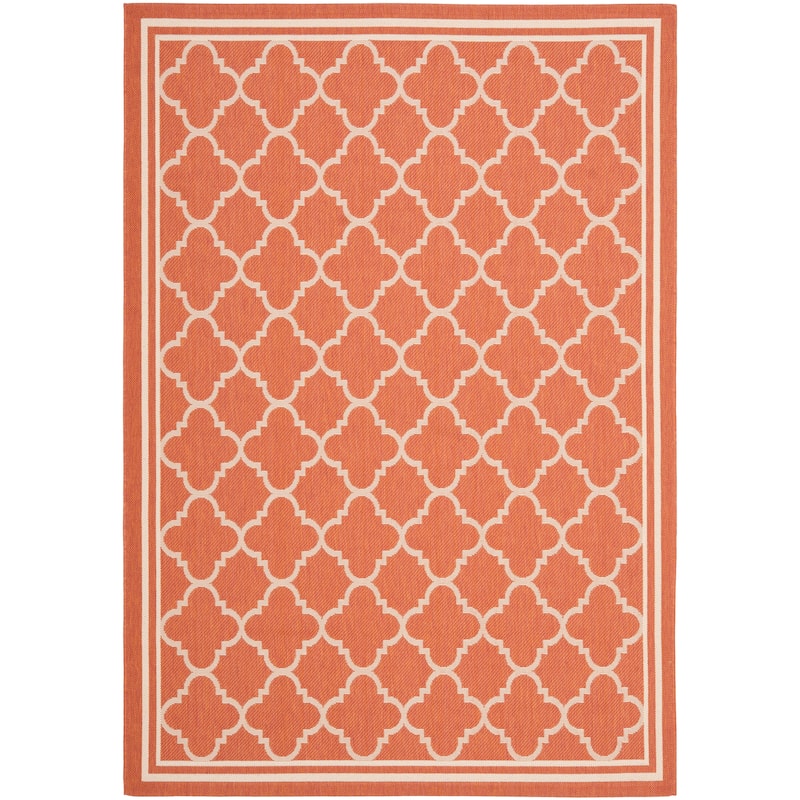 SAFAVIEH Courtyard Kristelle Indoor/ Outdoor Waterproof Patio Backyard Rug - 5'3" x 7'7" - Terracotta/Bone