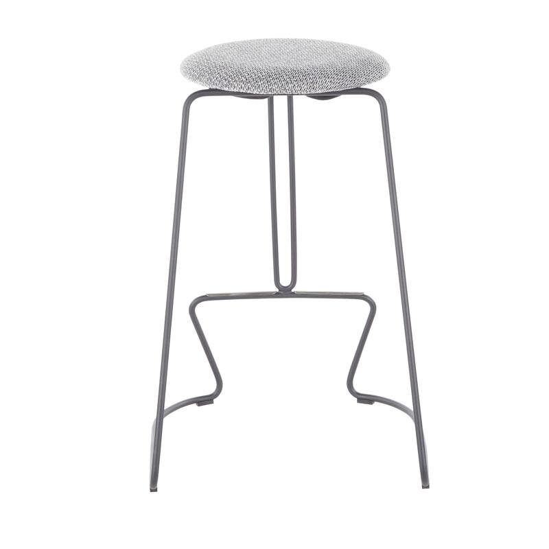 Finn Contemporary Counter Stool in Grey Steel and Light Grey Fabric - Set of 2 - 19.5"Lx18"Wx25.75"H