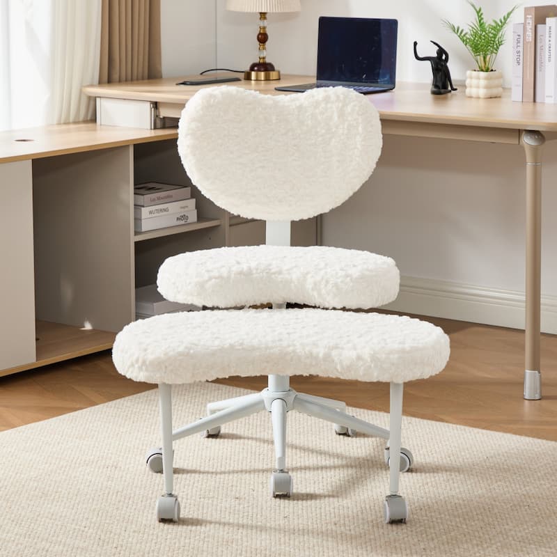 Anmytek Cross Legged Chair with Wheels,Criss Cross Desk Chair with Lumbar Support and Adjustable Stool