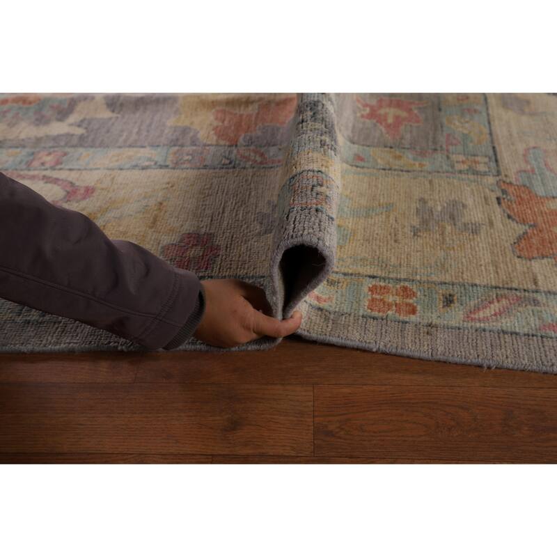 Vegetable Dye Oushak Area Rug Handmade Turkish Wool Carpet - 9'3" x 11'11"