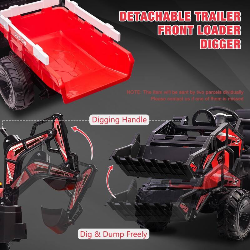 3 in 1 Ride on Tractor, Excavator & Bulldozer